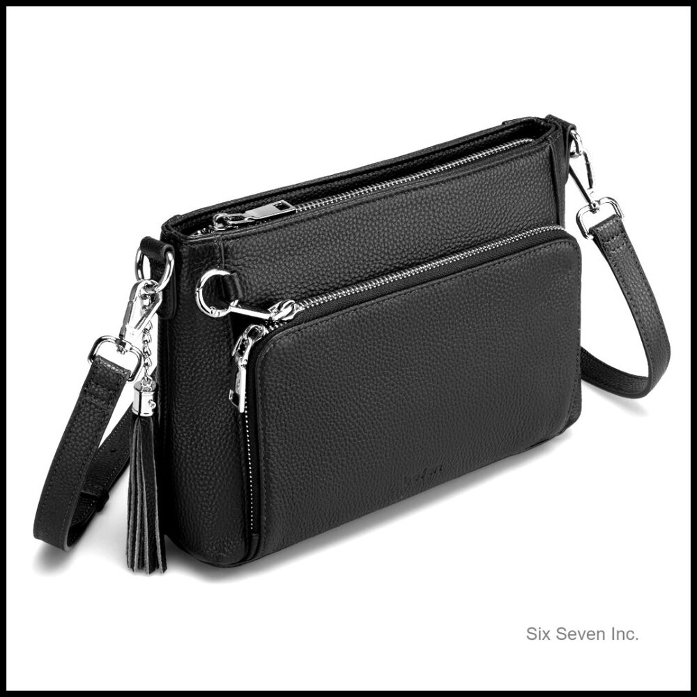 Genuine Leather Crossbody Bag Anti-Theft Rfid Protection Built-In Wallet Purse